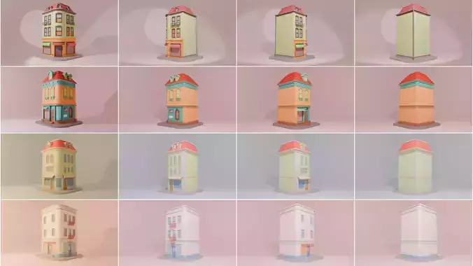 Stylized Low-Poly Cartoon Houses Collection
