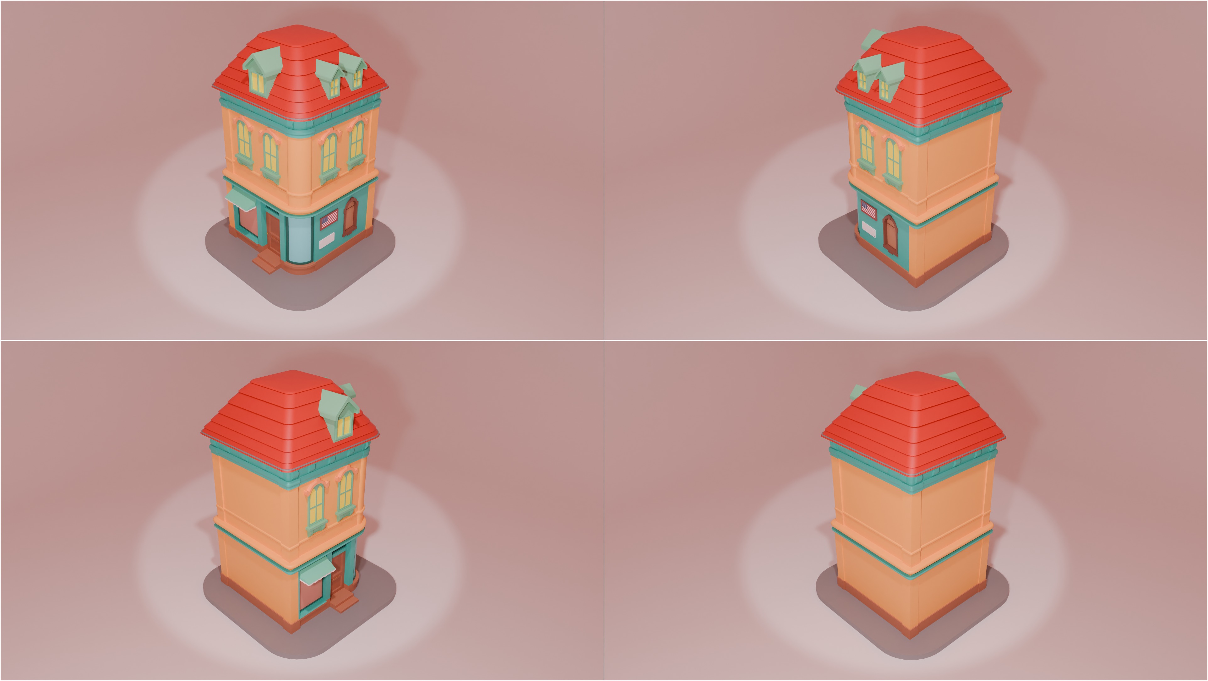 Stylized Low-Poly Cartoon Houses Collection _7