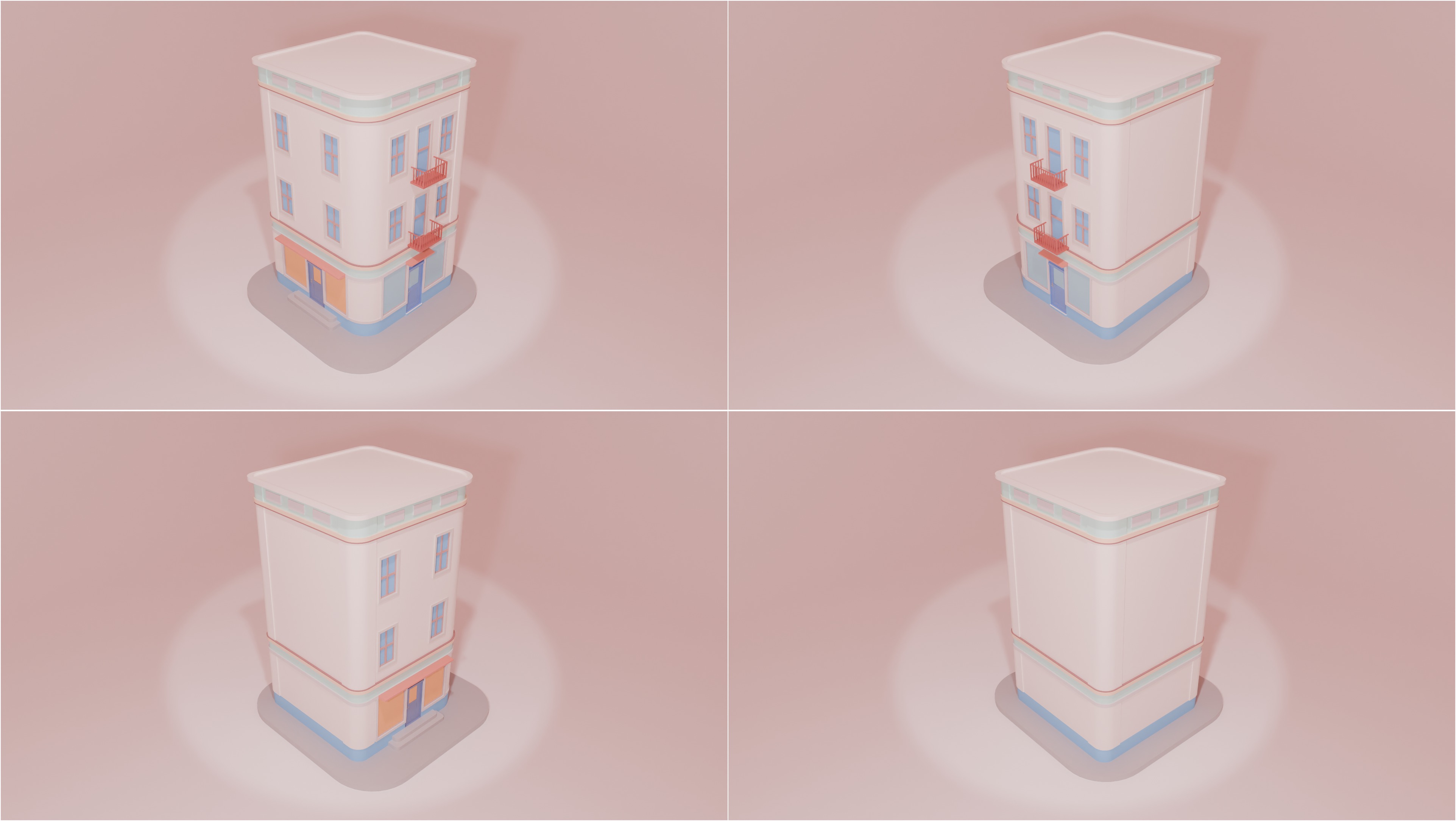 Stylized Low-Poly Cartoon Houses Collection _11