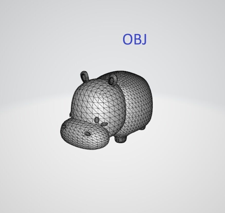 Cute fat hippo  3D model 3D model_6