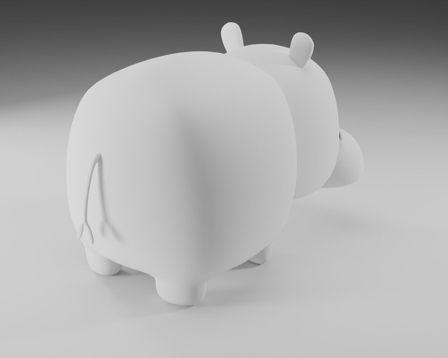 Cute fat hippo  3D model 3D model_4
