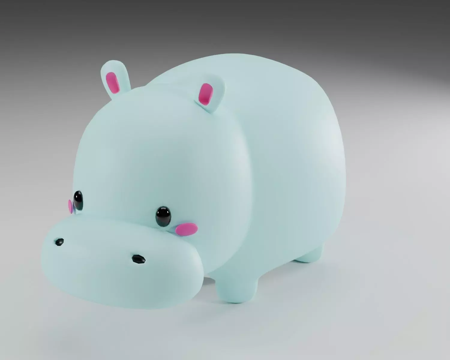 Cute fat hippo  3D model 3D model_0