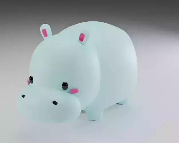 Cute fat hippo  3D model