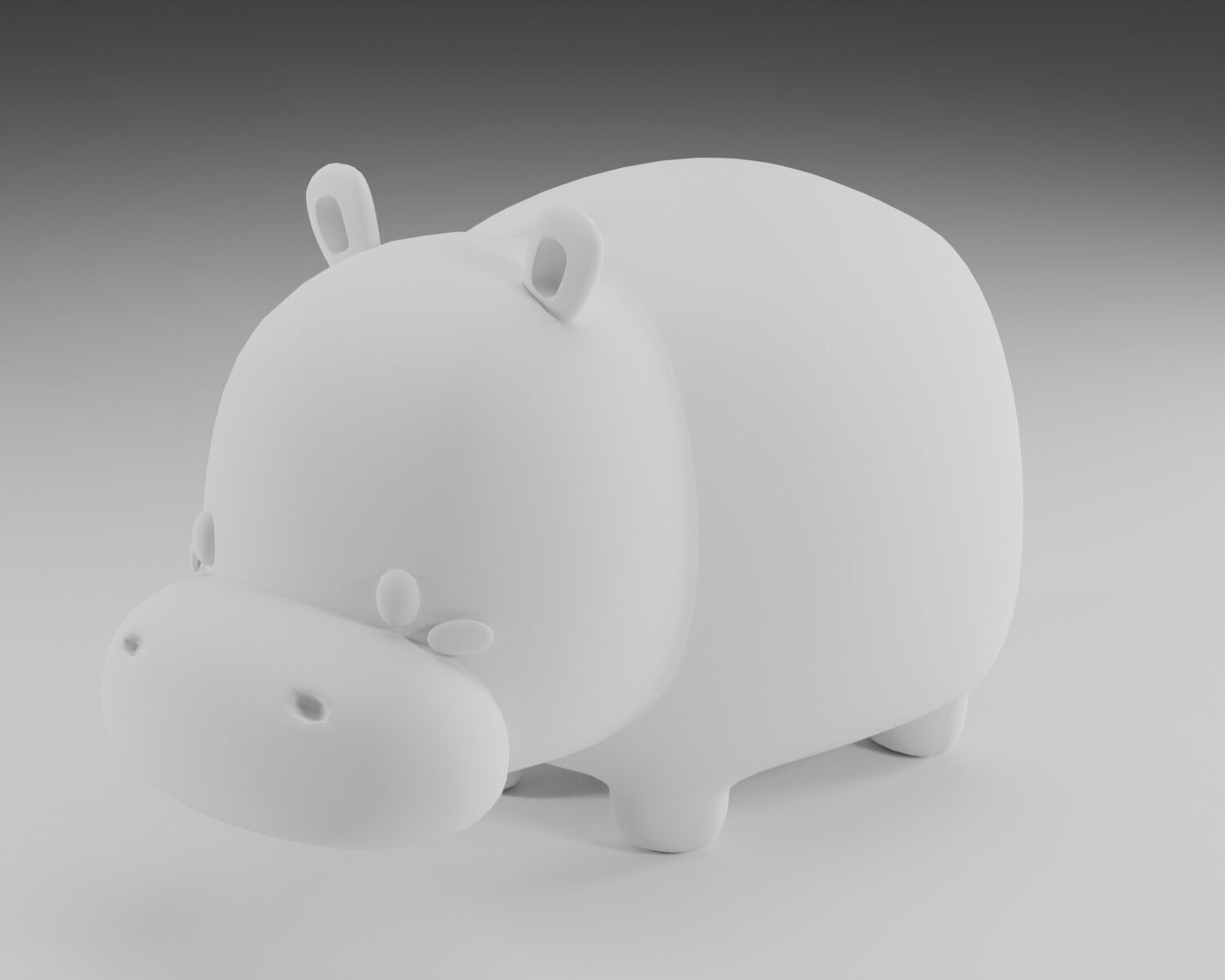 Cute fat hippo  3D model 3D model_3