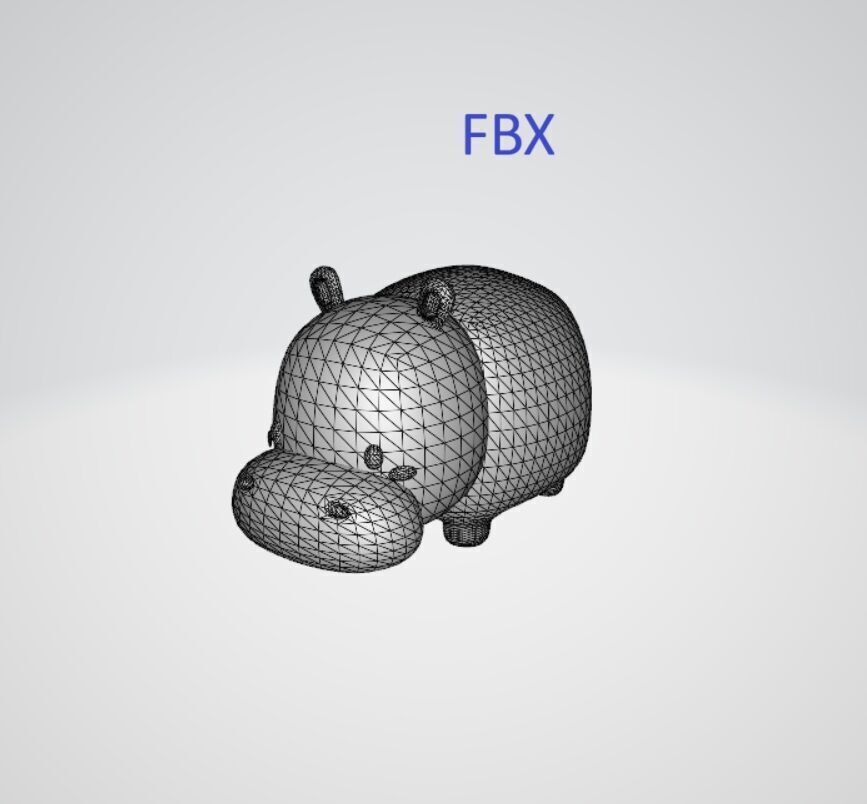 Cute fat hippo  3D model 3D model_5
