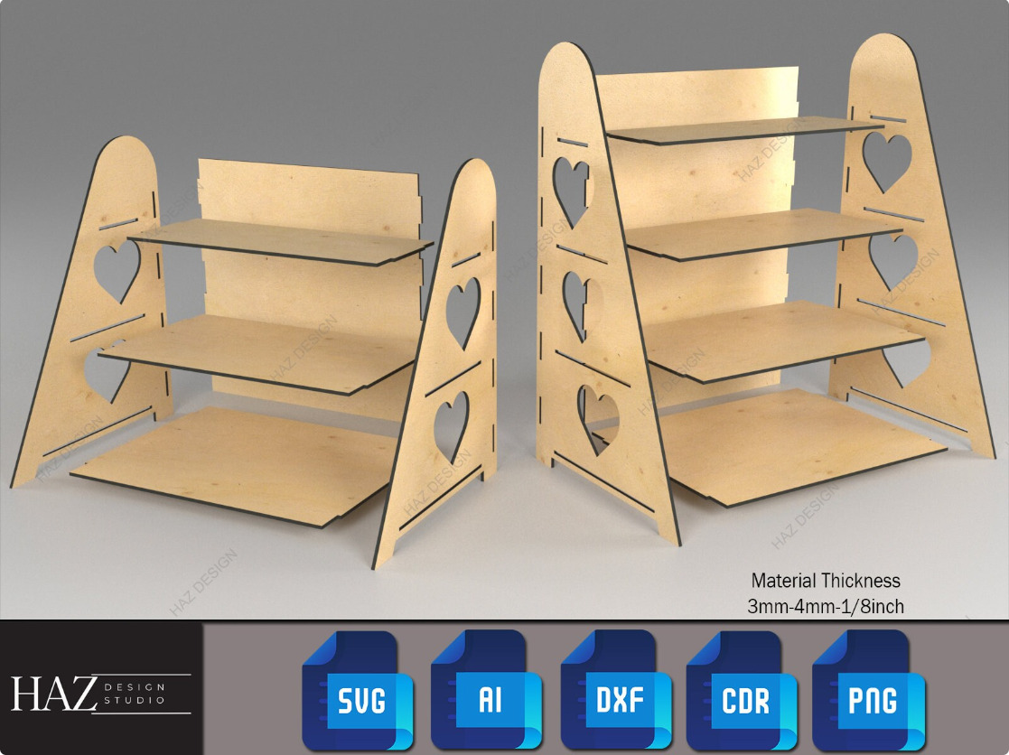Laser Cut Heart Shelf Display Plan 184 3D print model_1