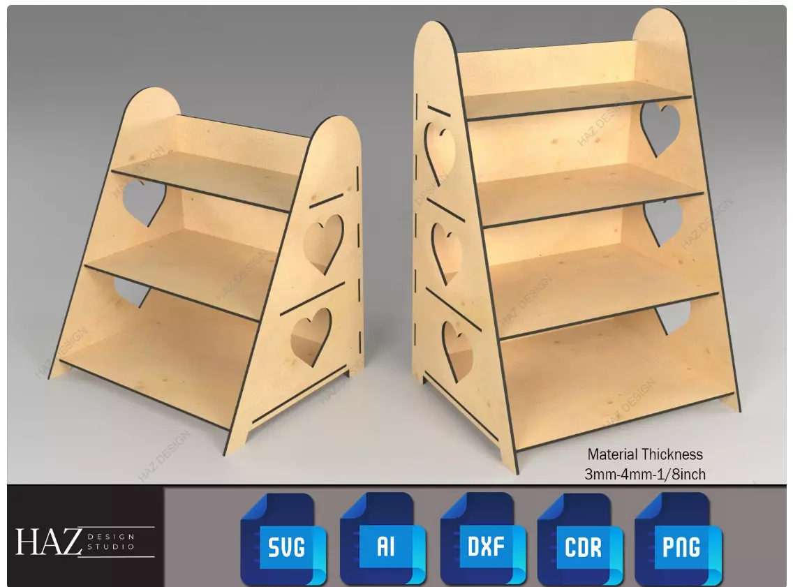 Laser Cut Heart Shelf Display Plan 184 3D print model_0
