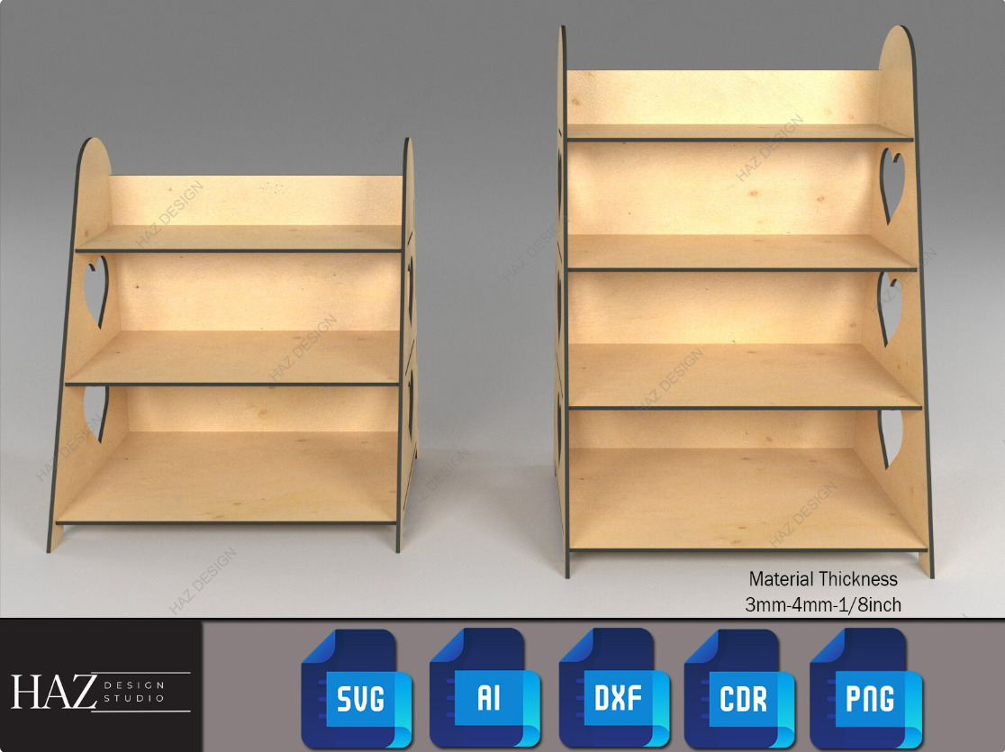 Laser Cut Heart Shelf Display Plan 184 3D print model_2