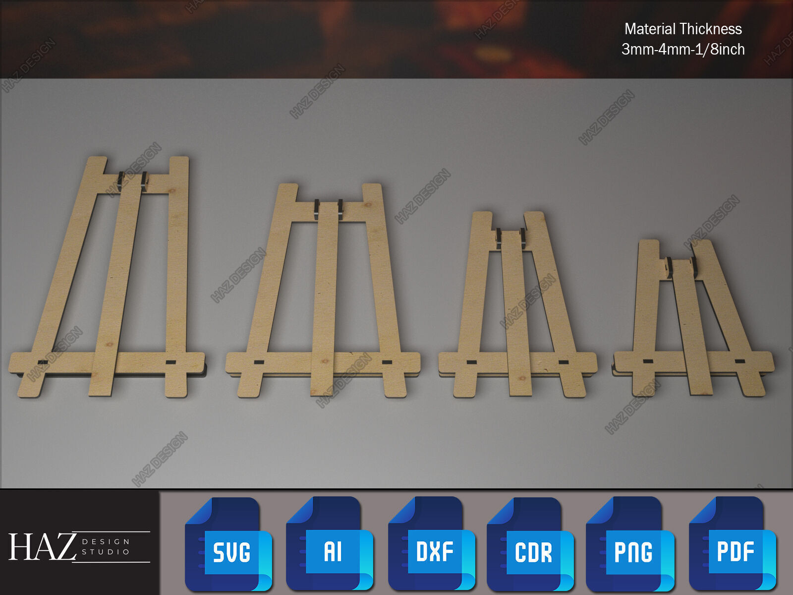 Multi Size Easel Laser Plan 187 3D print model_2