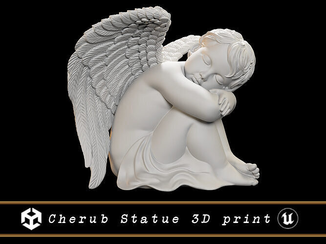 Cherub Statue - 3D Printing    Low-poly 3D print model