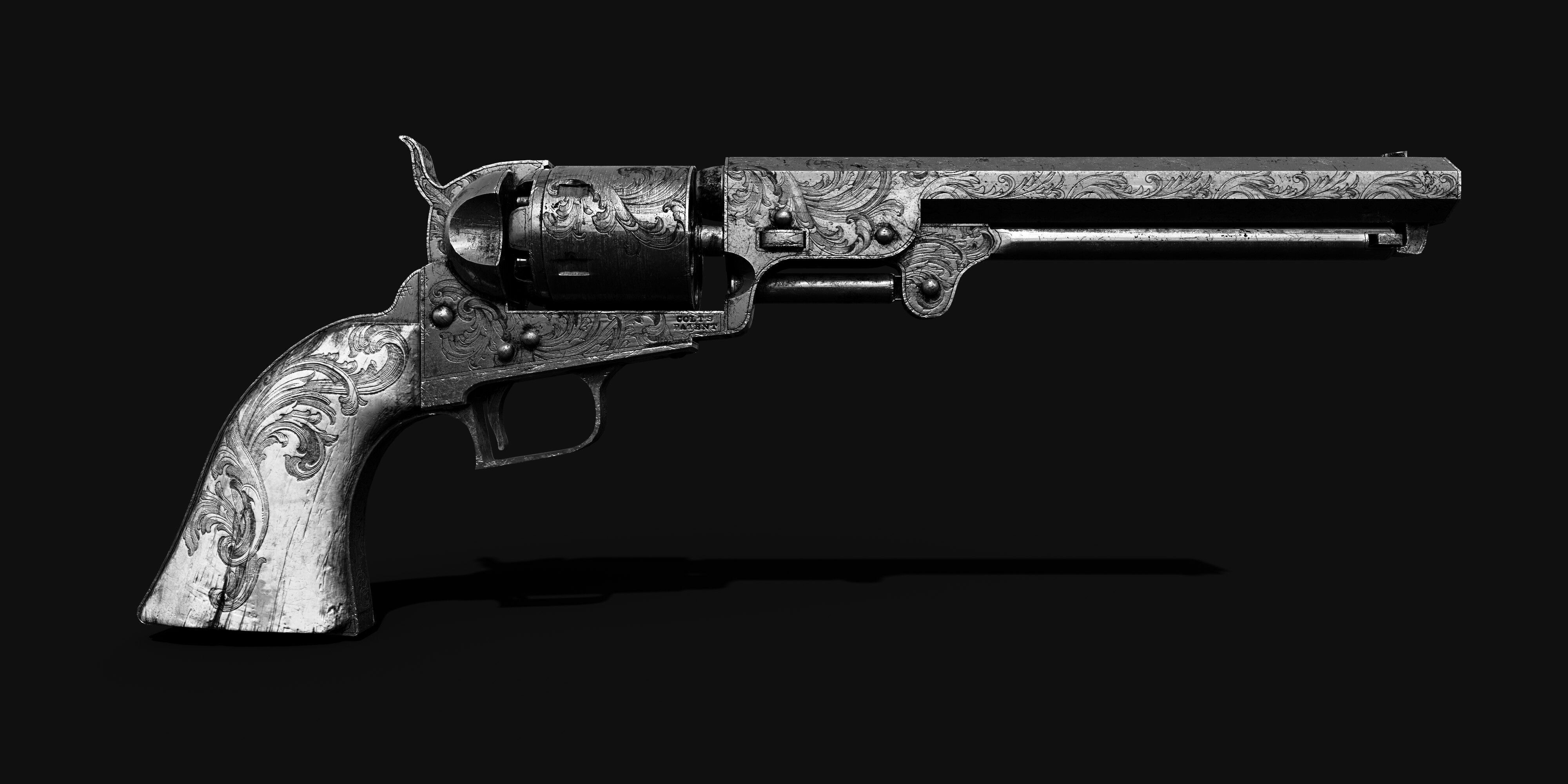 Holster and Colt Dragoon 1848 Low-poly 3D model_12