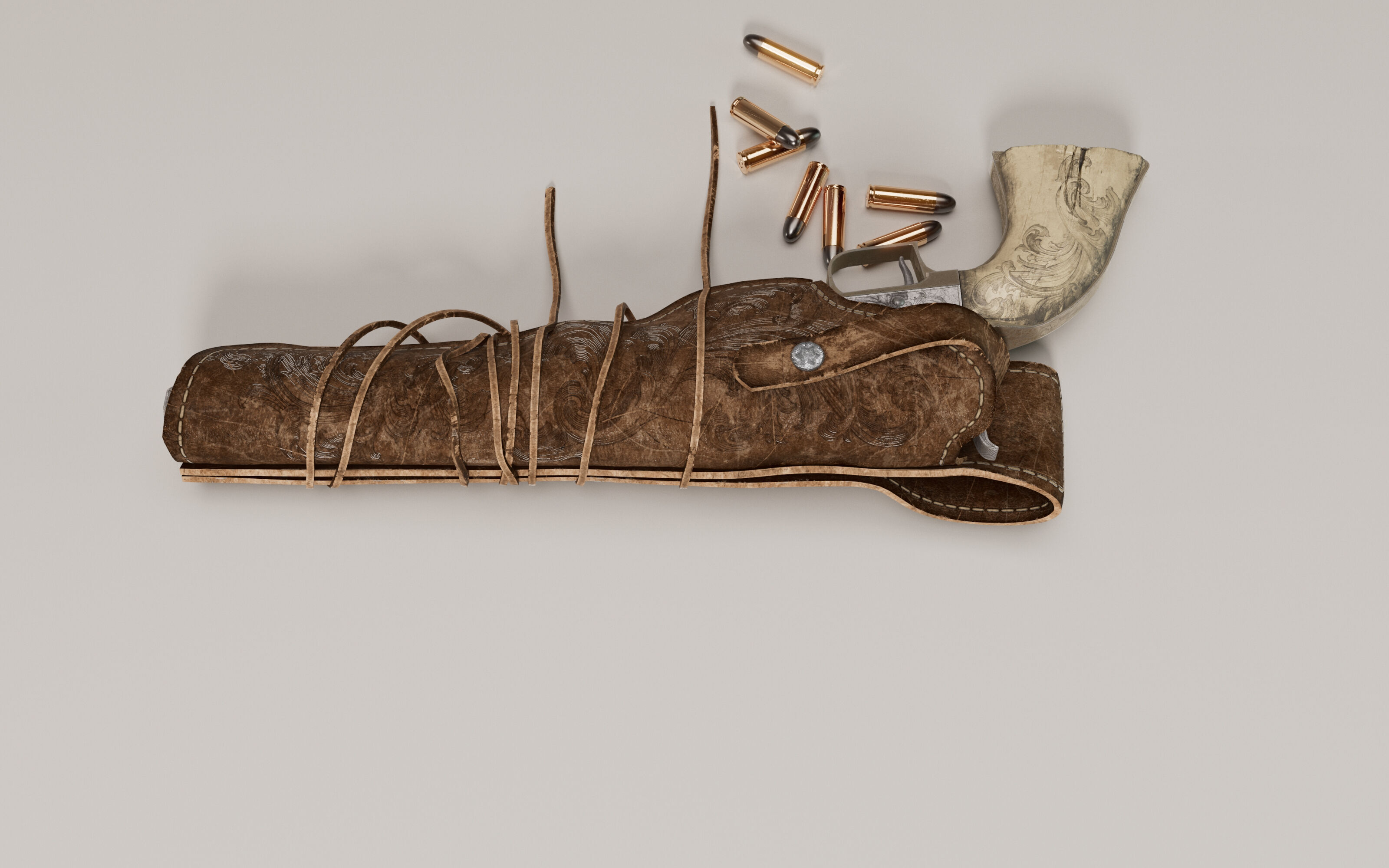 Holster and Colt Dragoon 1848 Low-poly 3D model_1