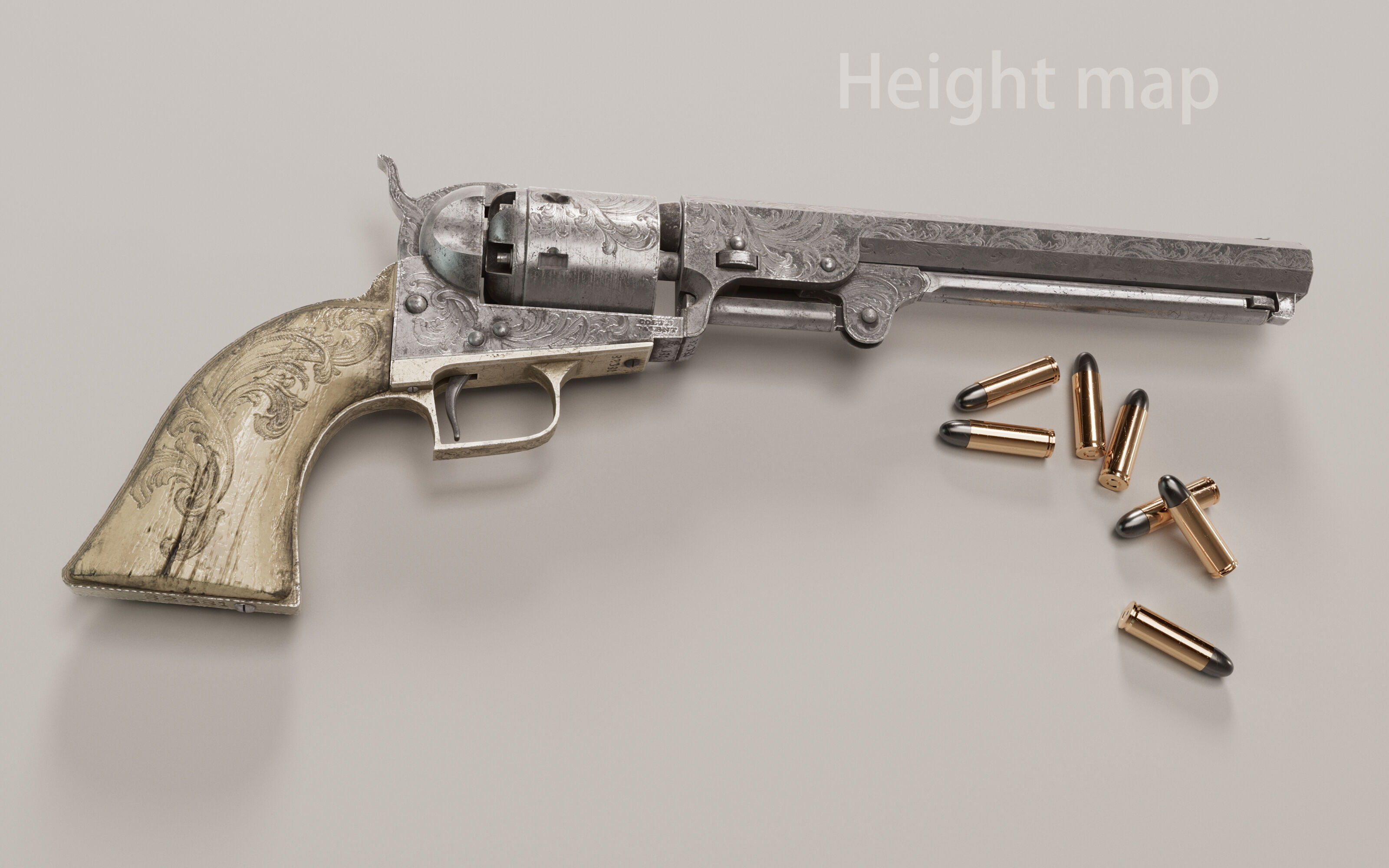 Holster and Colt Dragoon 1848 Low-poly 3D model_6