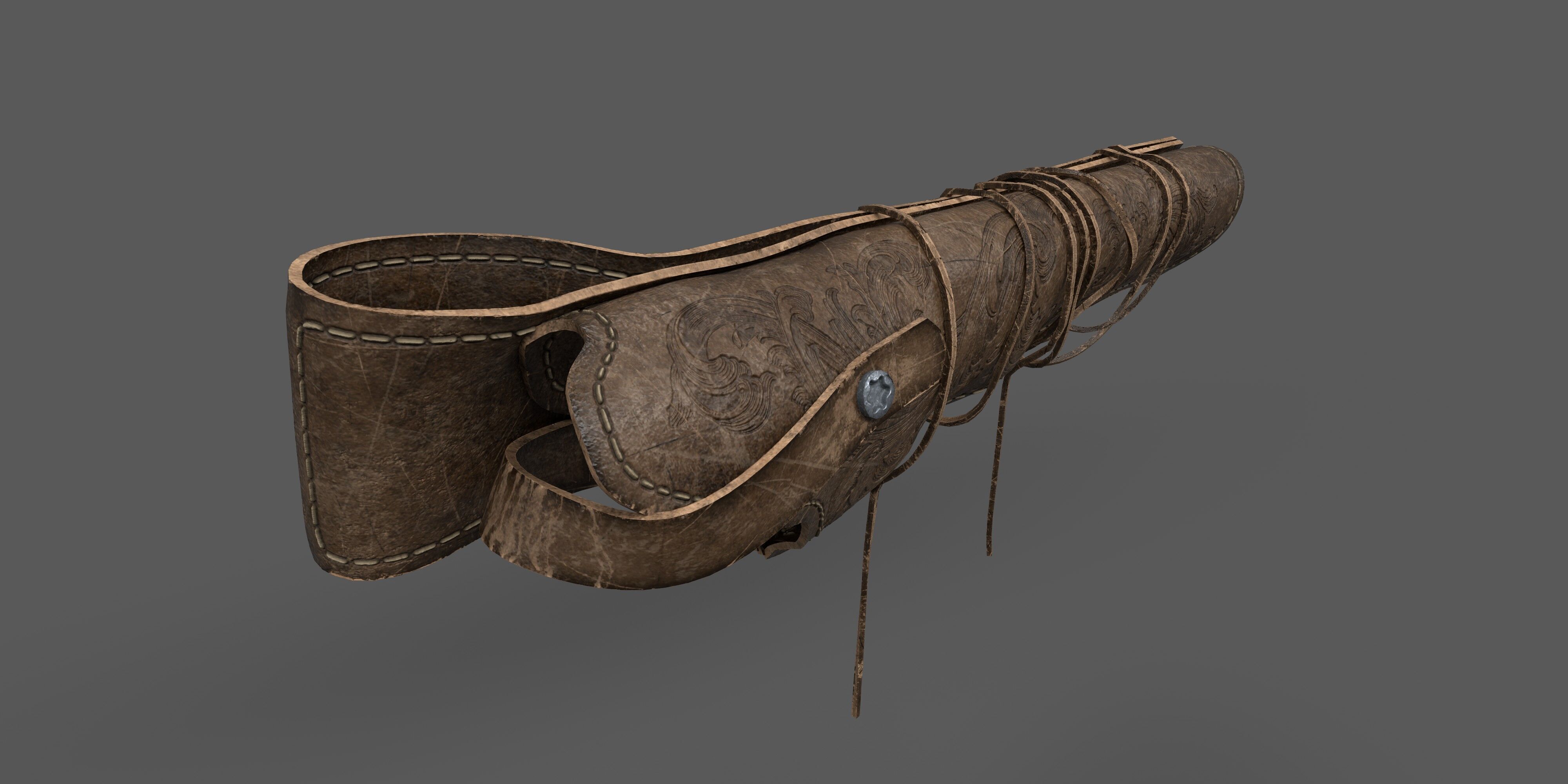 Holster and Colt Dragoon 1848 Low-poly 3D model_4