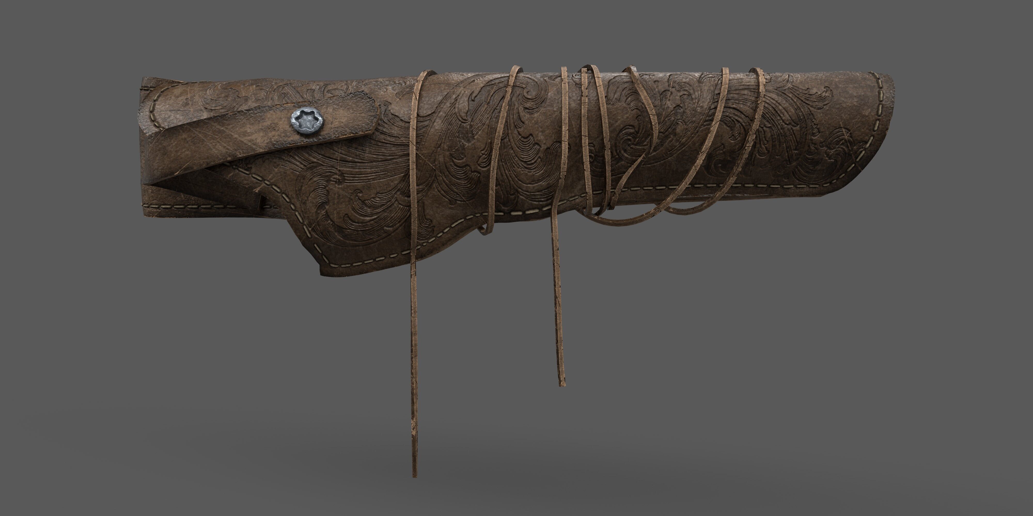 Holster and Colt Dragoon 1848 Low-poly 3D model_2