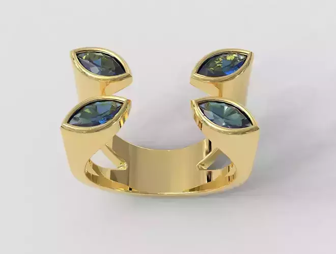 Marquise Gemstone Open Ring 3D print model