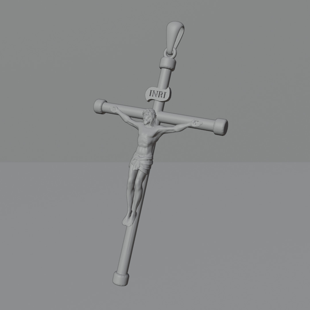 cross pendant with Christ 3D print model_5