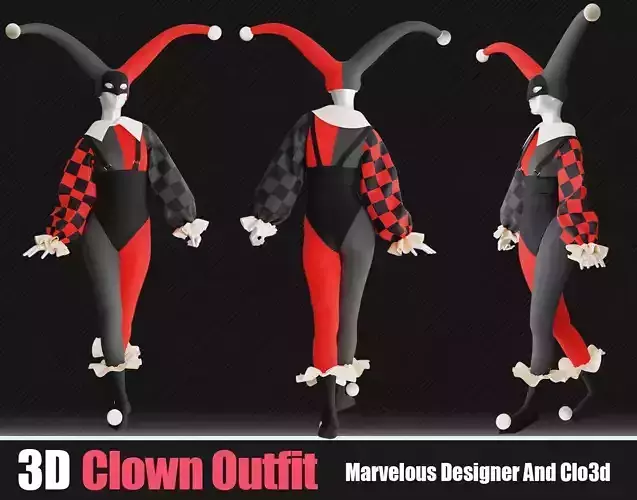 3d Clown Outfits In Marvelous And Blender 