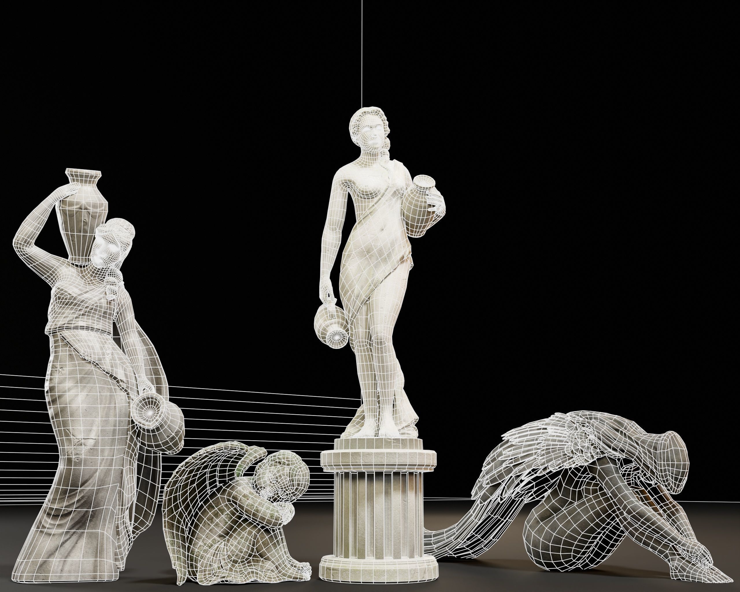 Garden Statue Pack 3D Model Collection_8