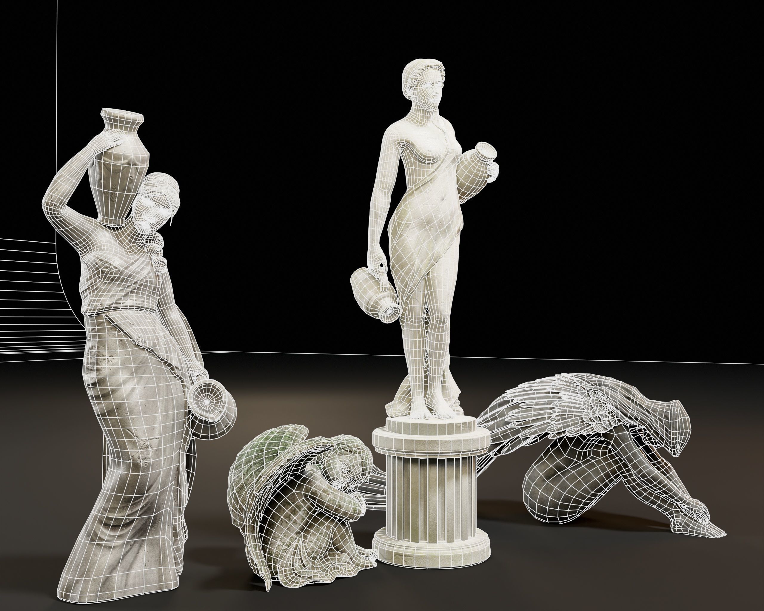 Garden Statue Pack 3D Model Collection_10