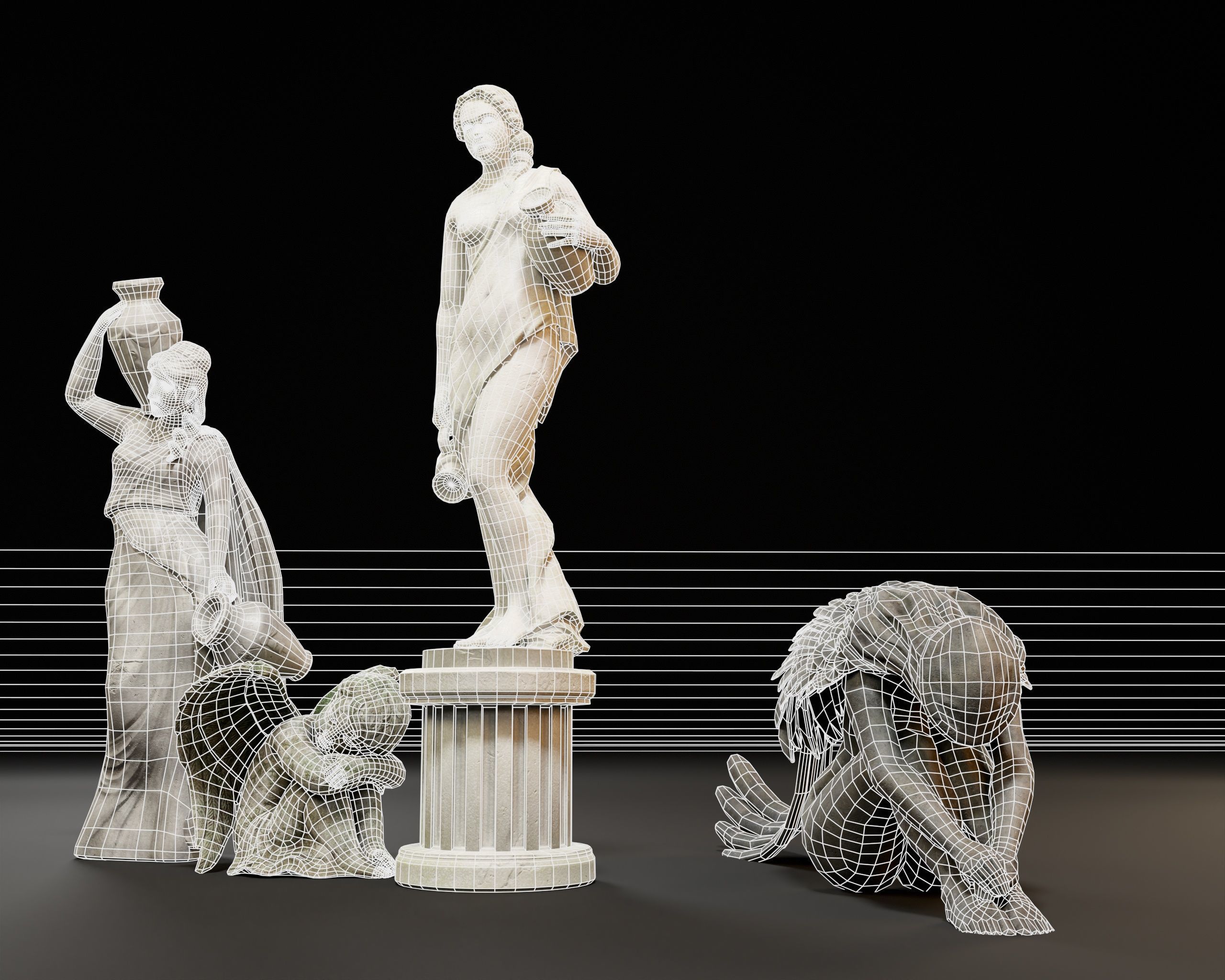 Garden Statue Pack 3D Model Collection_12