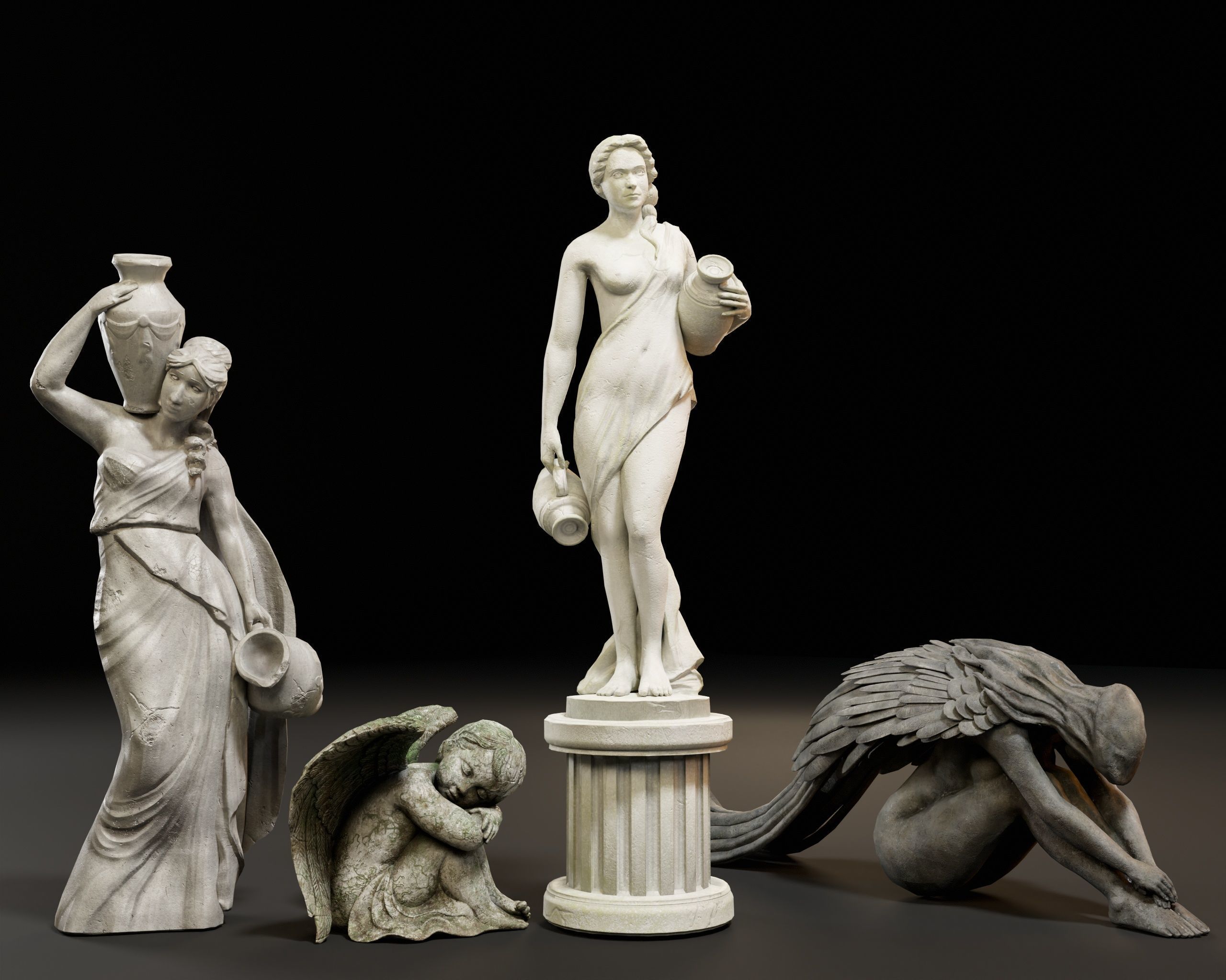 Garden Statue Pack 3D Model Collection_5