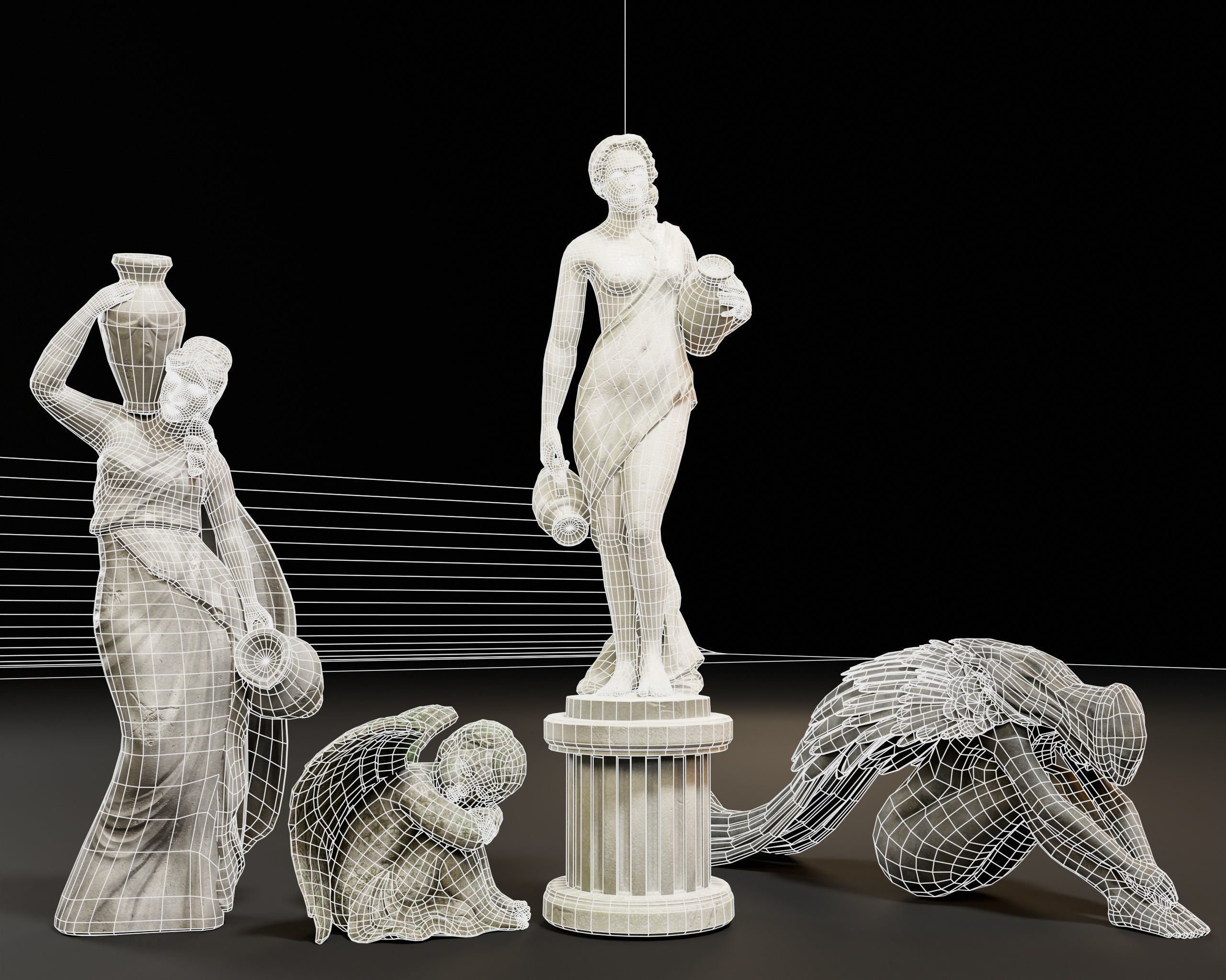 Garden Statue Pack 3D Model Collection_6