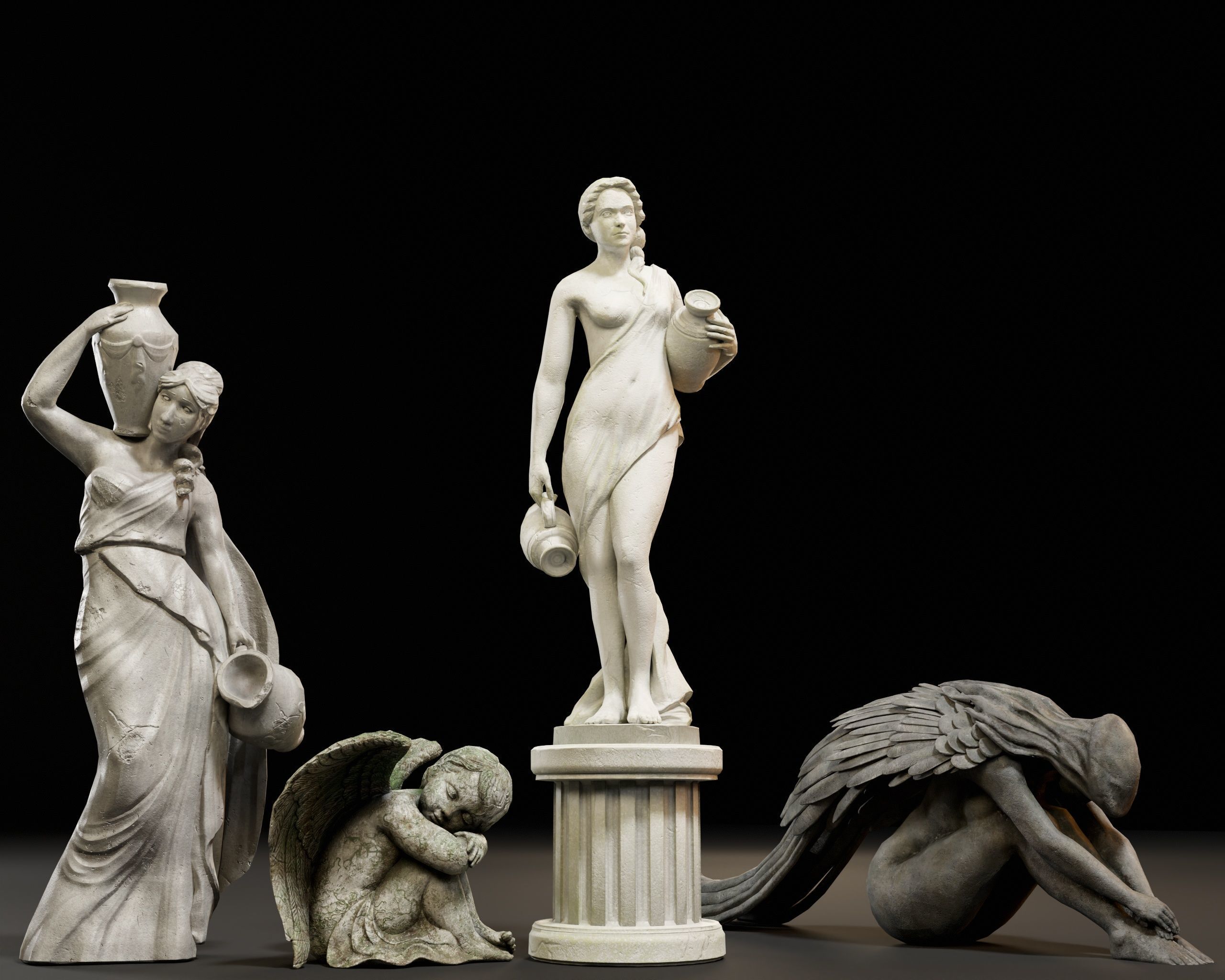 Garden Statue Pack 3D Model Collection_7