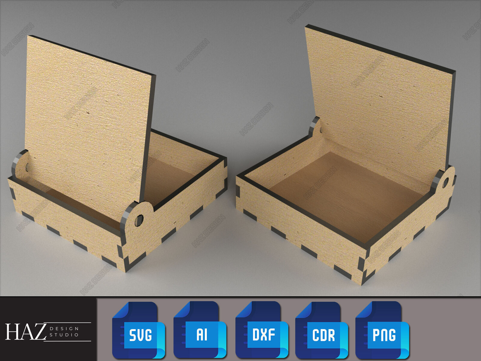 Flip Lid Wooden Storage Boxes 188 3D print model_1