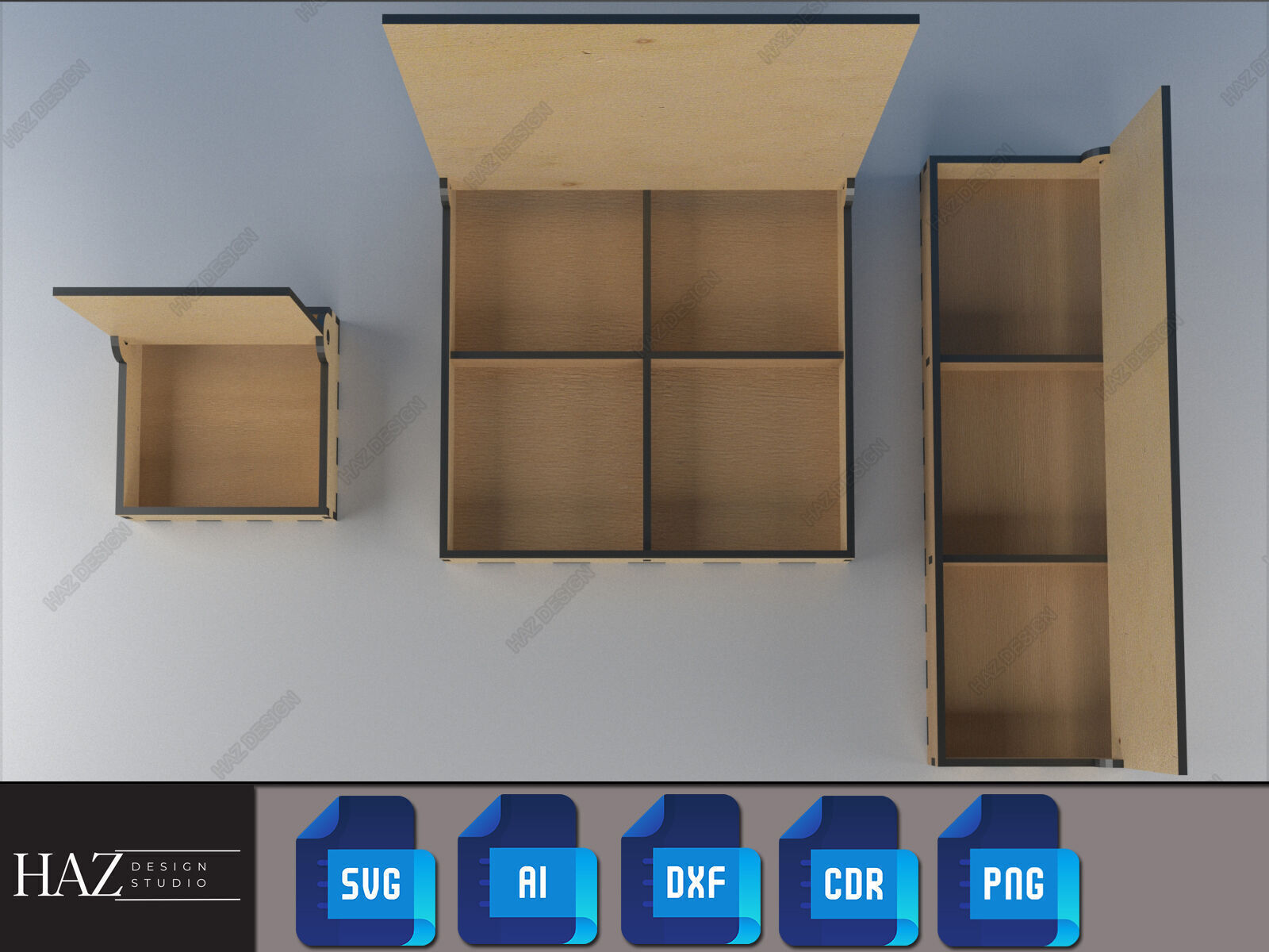 Flip Lid Wooden Storage Boxes 188 3D print model_2