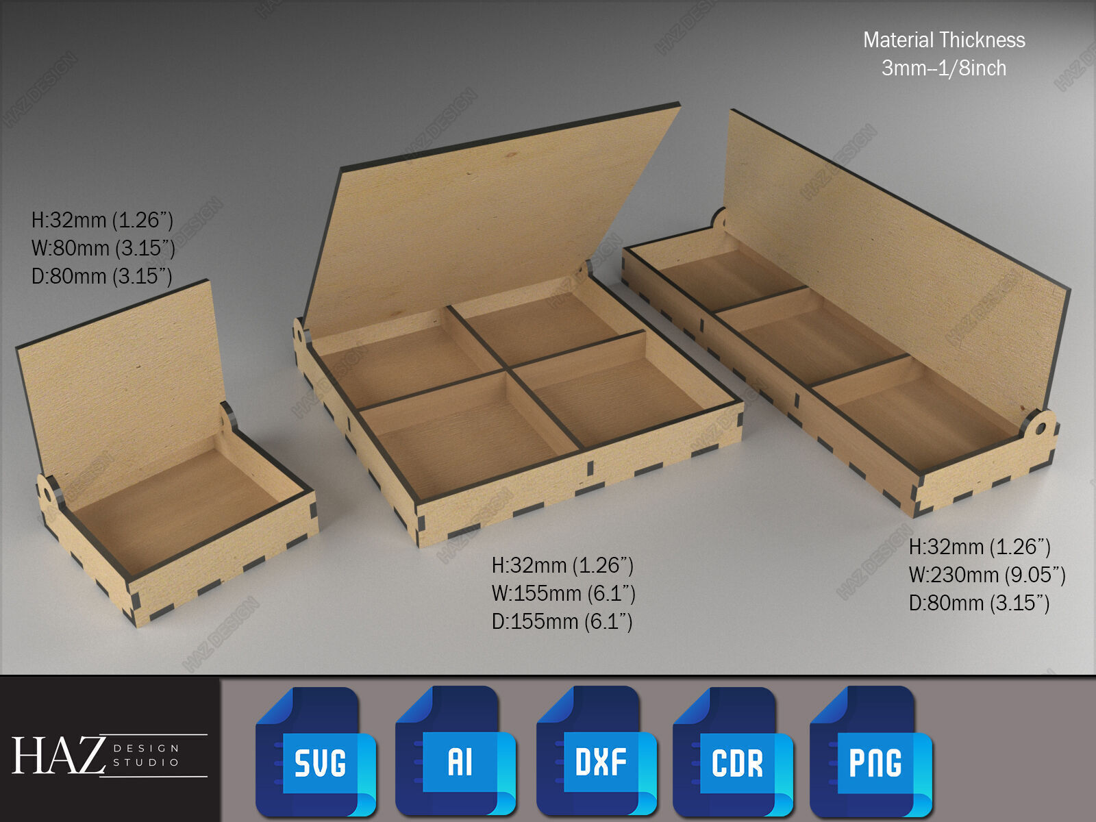 Flip Lid Wooden Storage Boxes 188 3D print model_0
