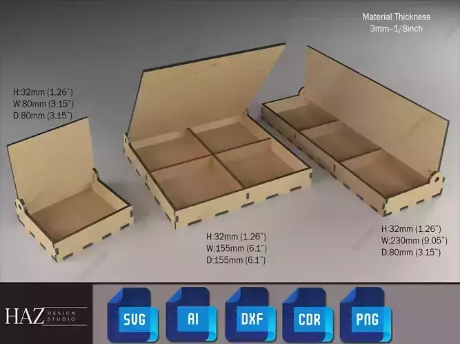 Flip Lid Wooden Storage Boxes 188 3D print model