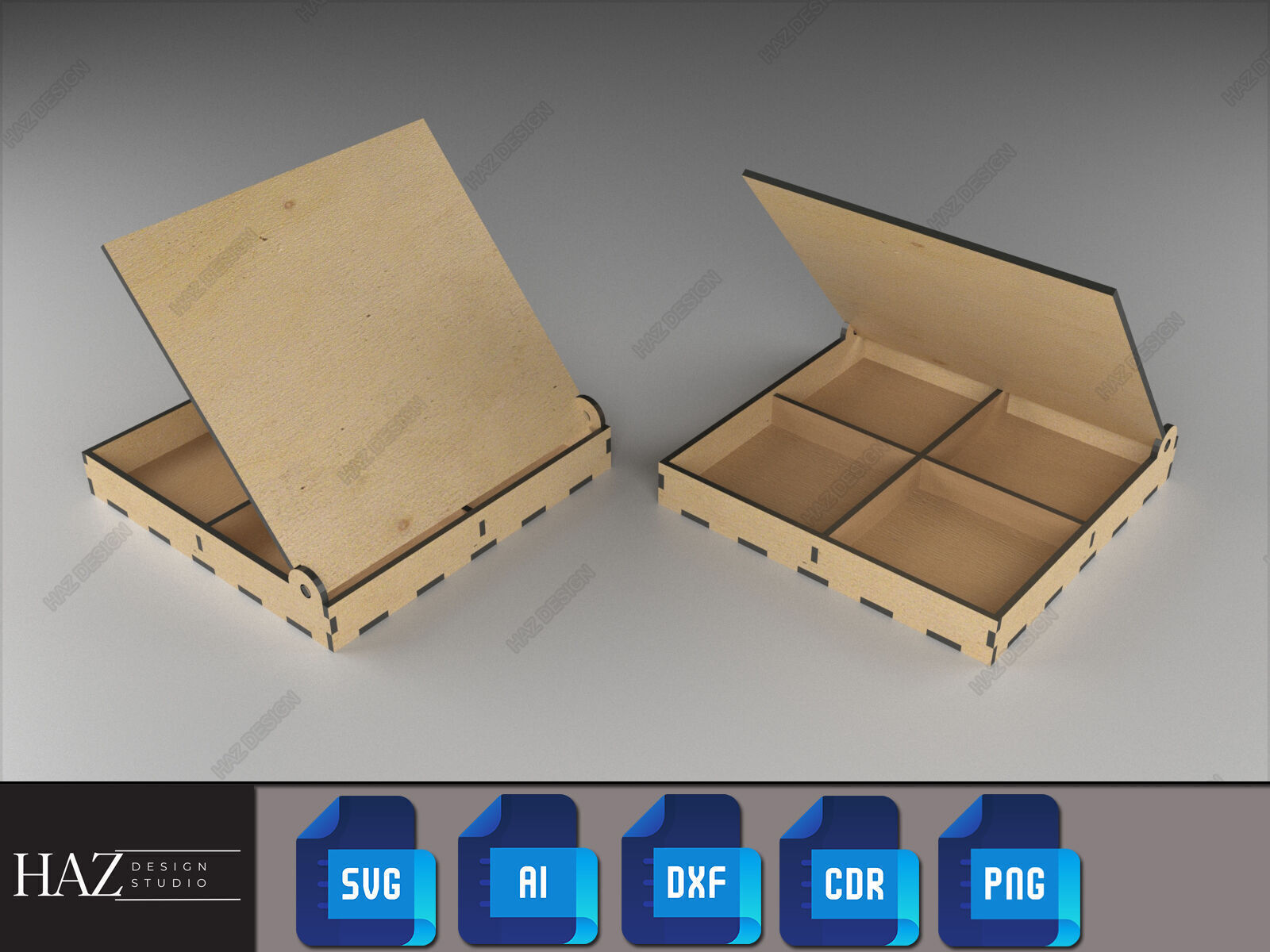 Flip Lid Wooden Storage Boxes 188 3D print model_3