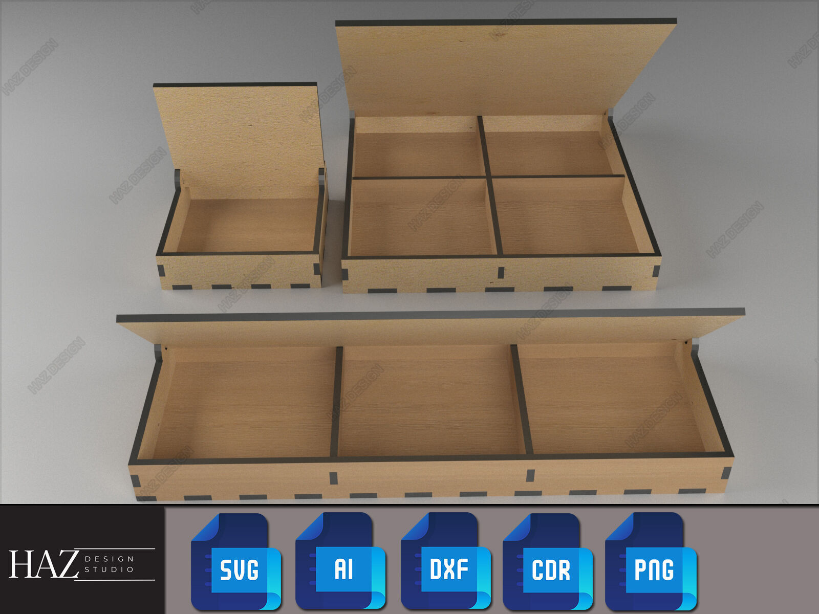 Flip Lid Wooden Storage Boxes 188 3D print model_5