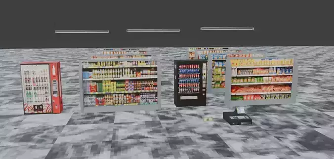 PS1 Style Horror Game Supermarket Mini Model Pack