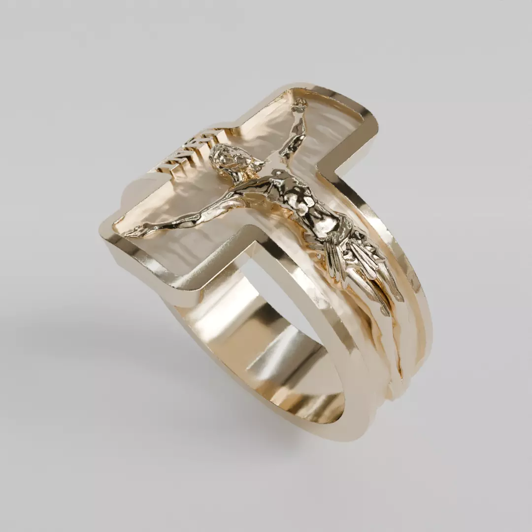 INRI cross ring 3D print model_0