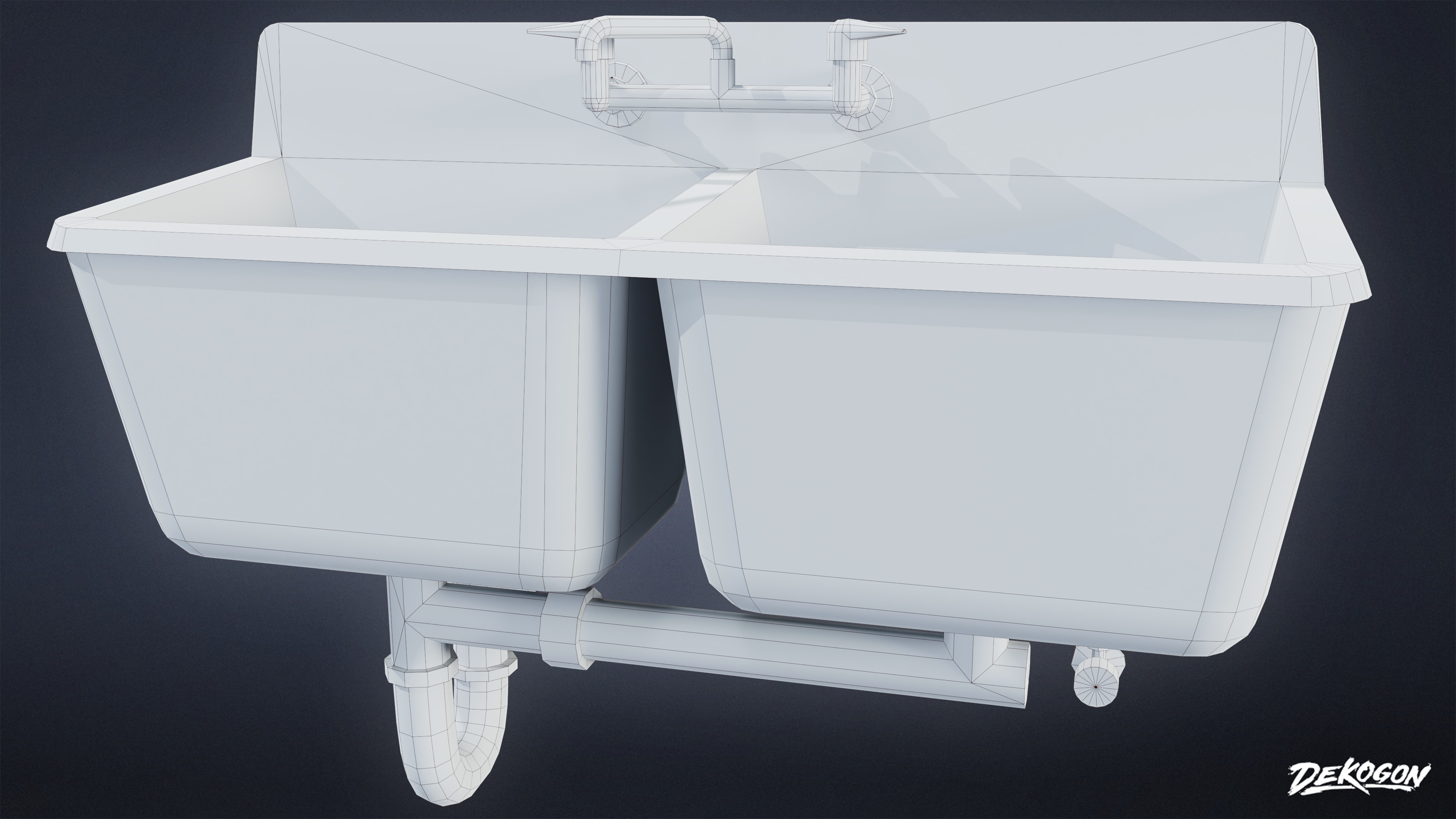 SUBURBS - Sink 04 - LOW POLY AND NANITE Low-poly 3D model_18