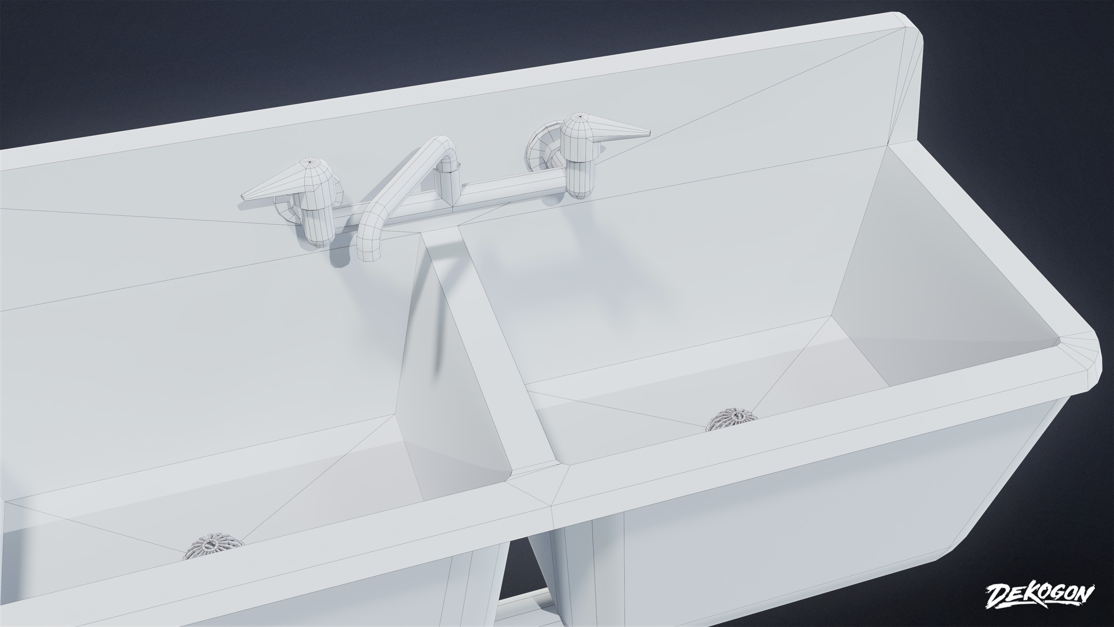 SUBURBS - Sink 04 - LOW POLY AND NANITE Low-poly 3D model_17