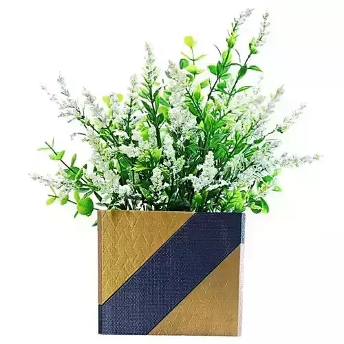 Square Cachepot Vase with two textures