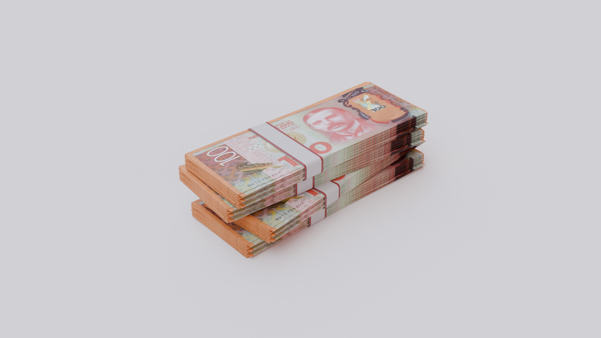 100 New Zealand dollar NZD Currency Low-poly 3D model_2