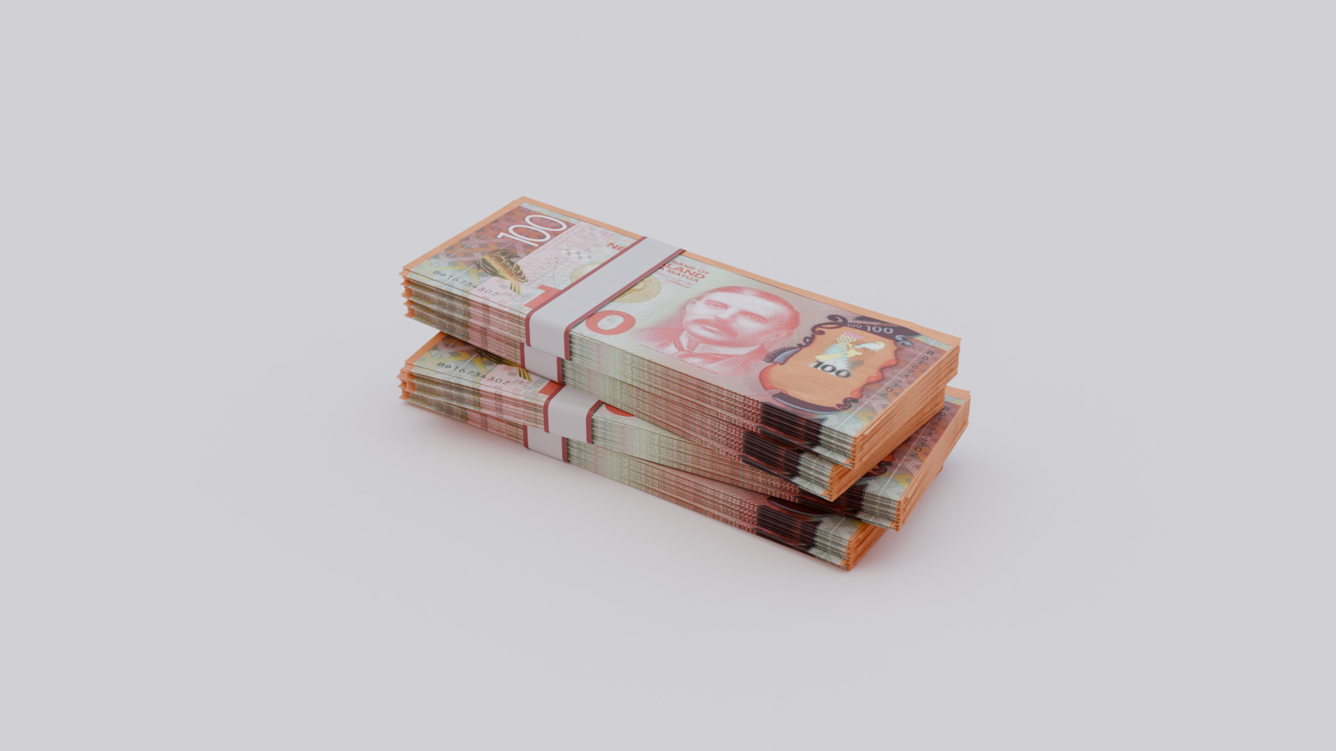 100 New Zealand dollar NZD Currency Low-poly 3D model_1