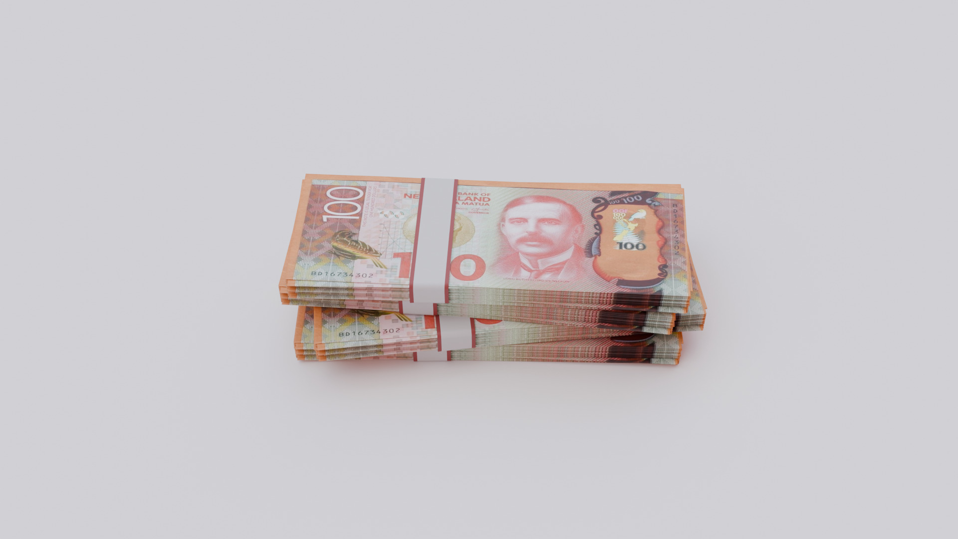 100 New Zealand dollar NZD Currency Low-poly 3D model_3