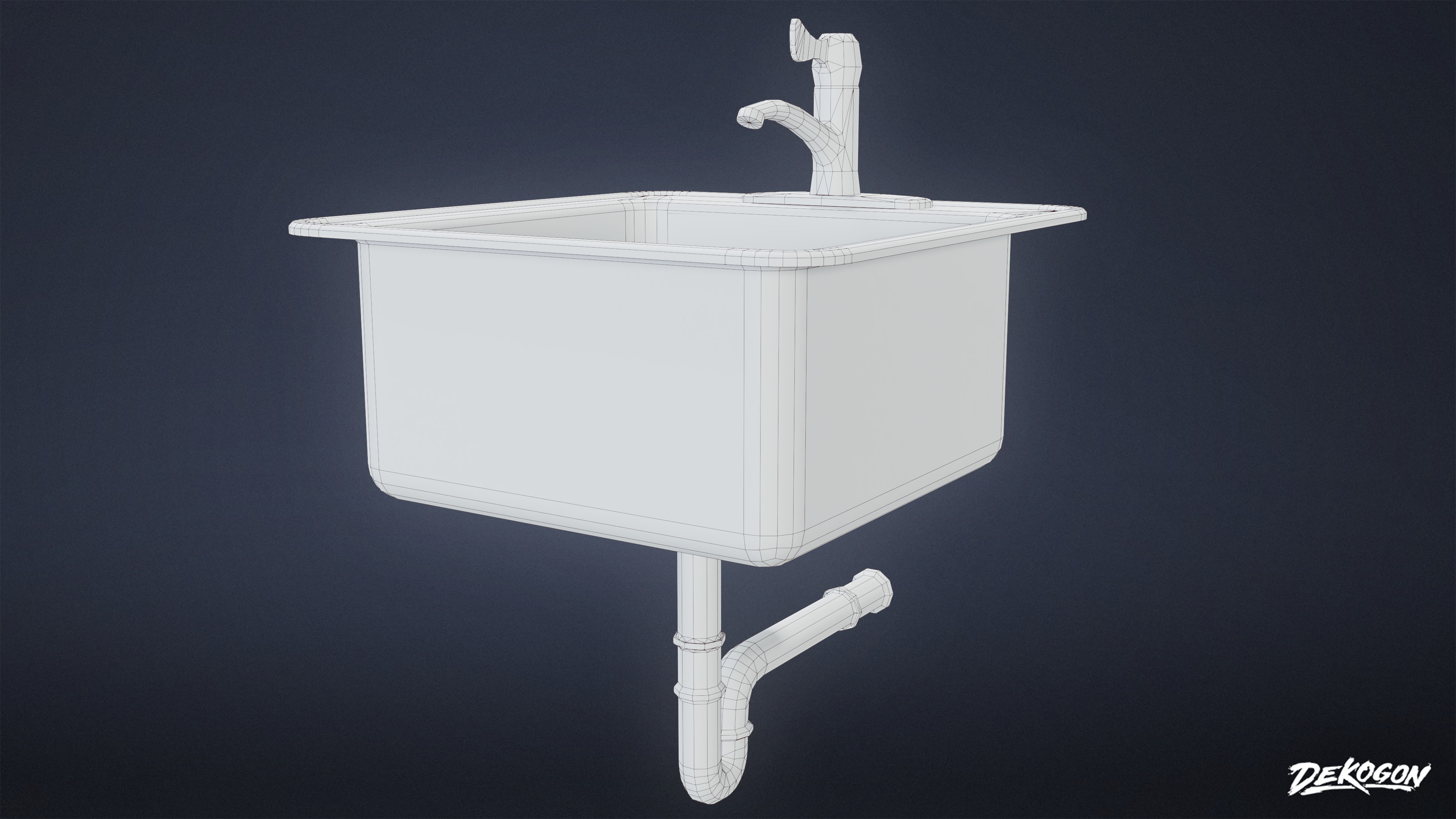 SUBURBS - Sink 05 - LOW POLY AND NANITE Low-poly 3D model_7