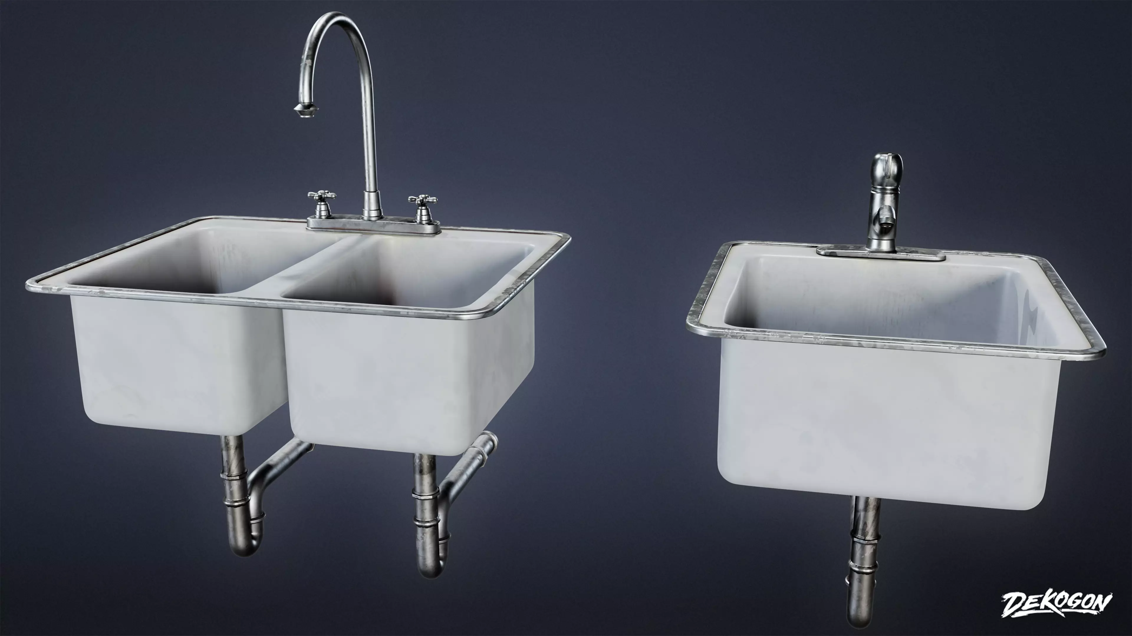 SUBURBS - Sink 05 - LOW POLY AND NANITE Low-poly 3D model_0