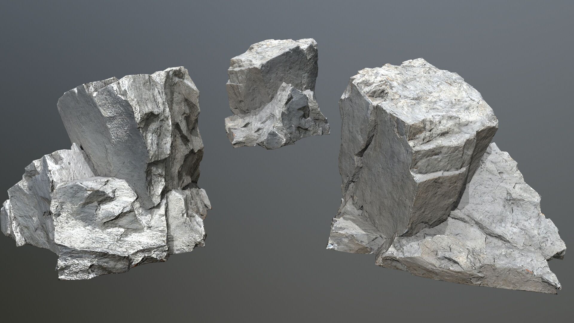 white rocks Low-poly 3D model_2