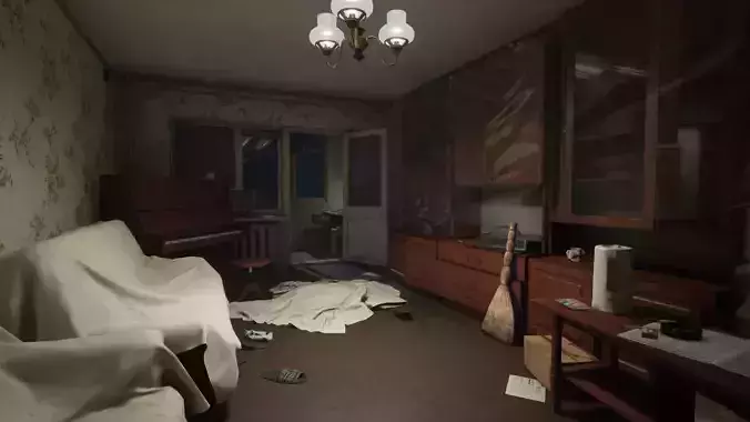 Post Soviet Room  Low-poly 3D model