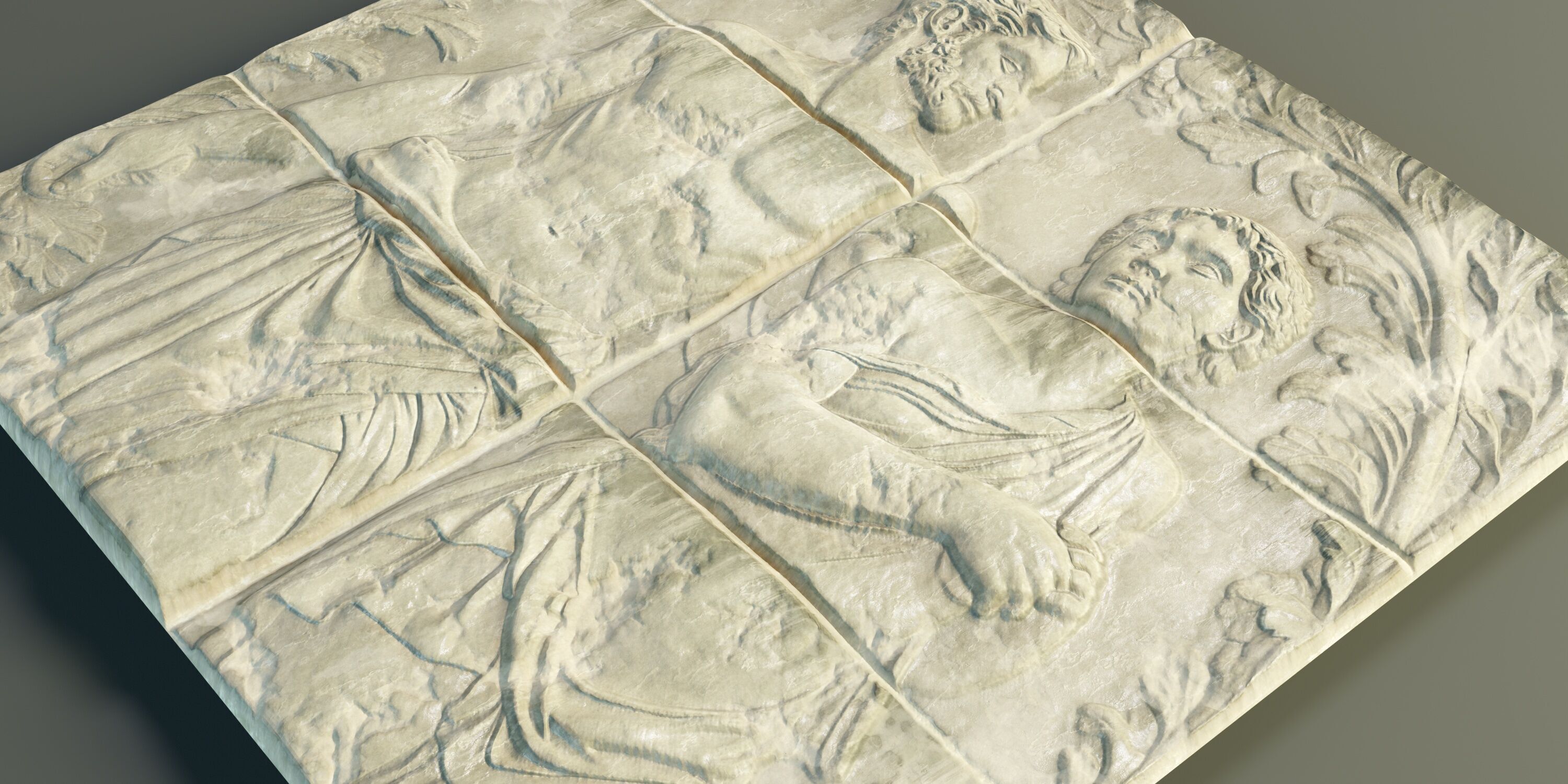 Bas-relief wall panel PBR 02 Low-poly 3D model_3