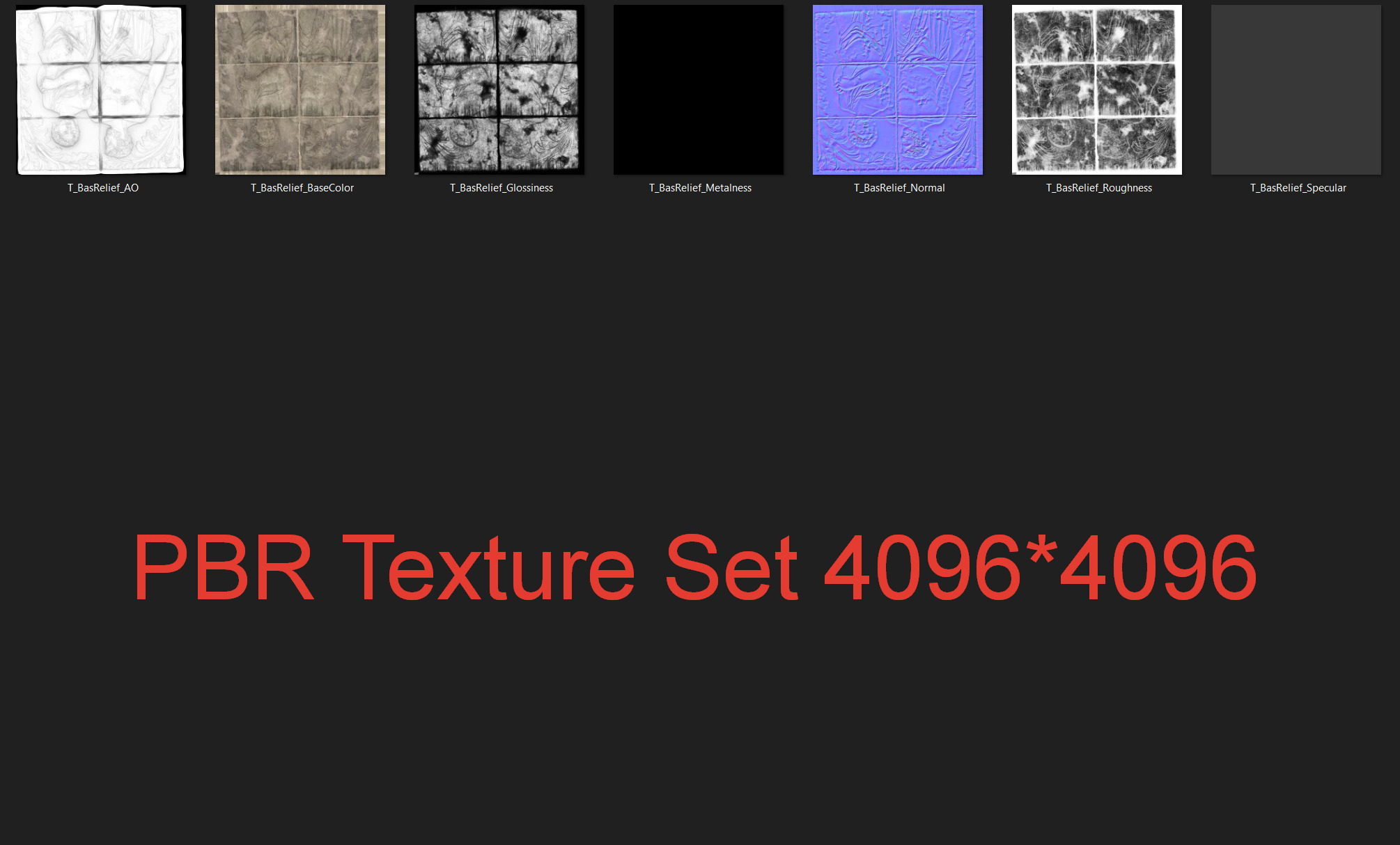 Bas-relief wall panel PBR 02 Low-poly 3D model_9