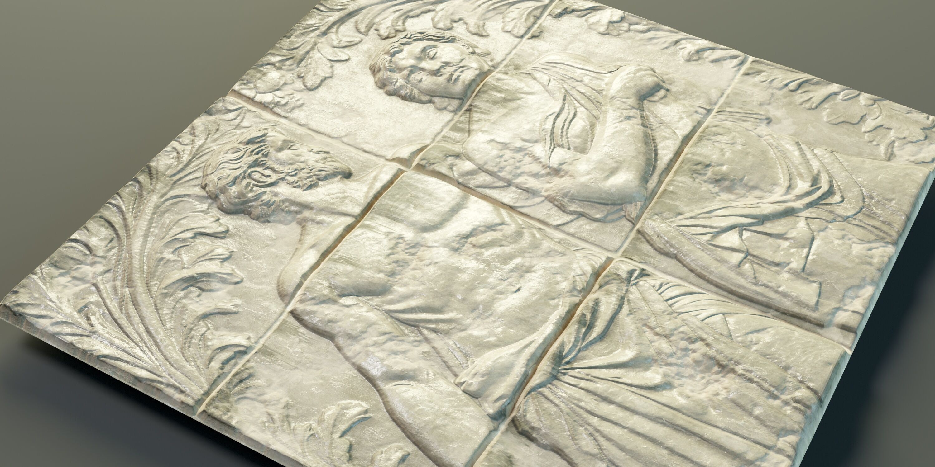 Bas-relief wall panel PBR 02 Low-poly 3D model_2
