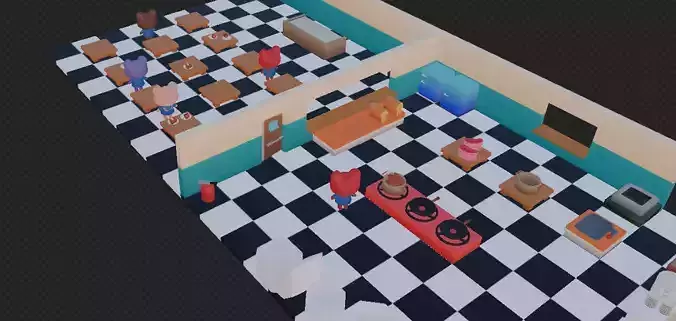 Asset pack Isometric Restaurant Kitchen and Dining Area